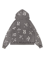 Washed Black Patch Hoodie