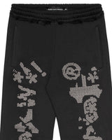 Black Studded Censored Sweatpants